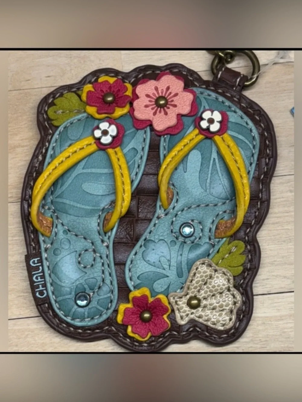Chala Blue and Brown Flip Flop Keychain